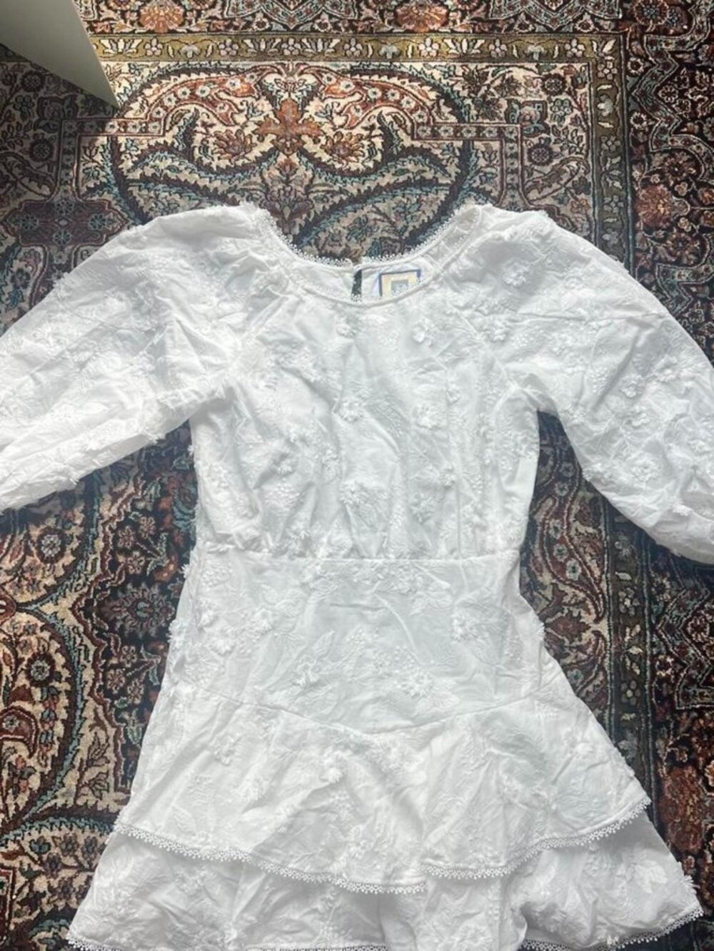 Bell White Lace Floral Embroidered Dress Size S